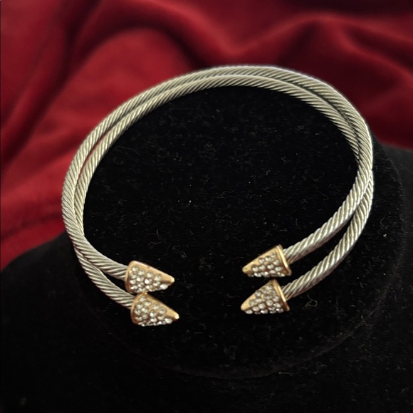 Elegant Silver and Gold-Tone Titanium bling Women's Bracelet - Picture 4 of 13